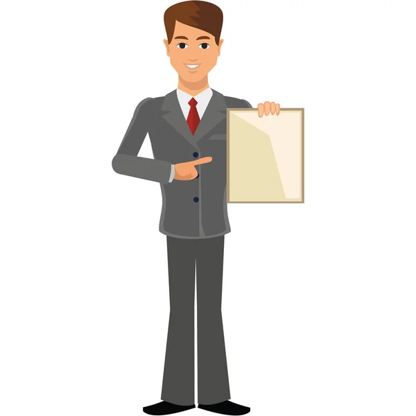 Hombre de negocios plano en un traje de negocios — Vector de stock