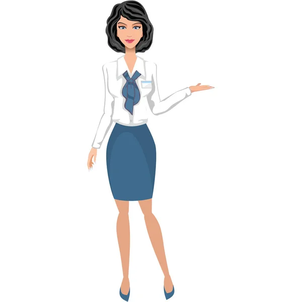Brunette beautiful business woman with hand gestures — Stock Vector
