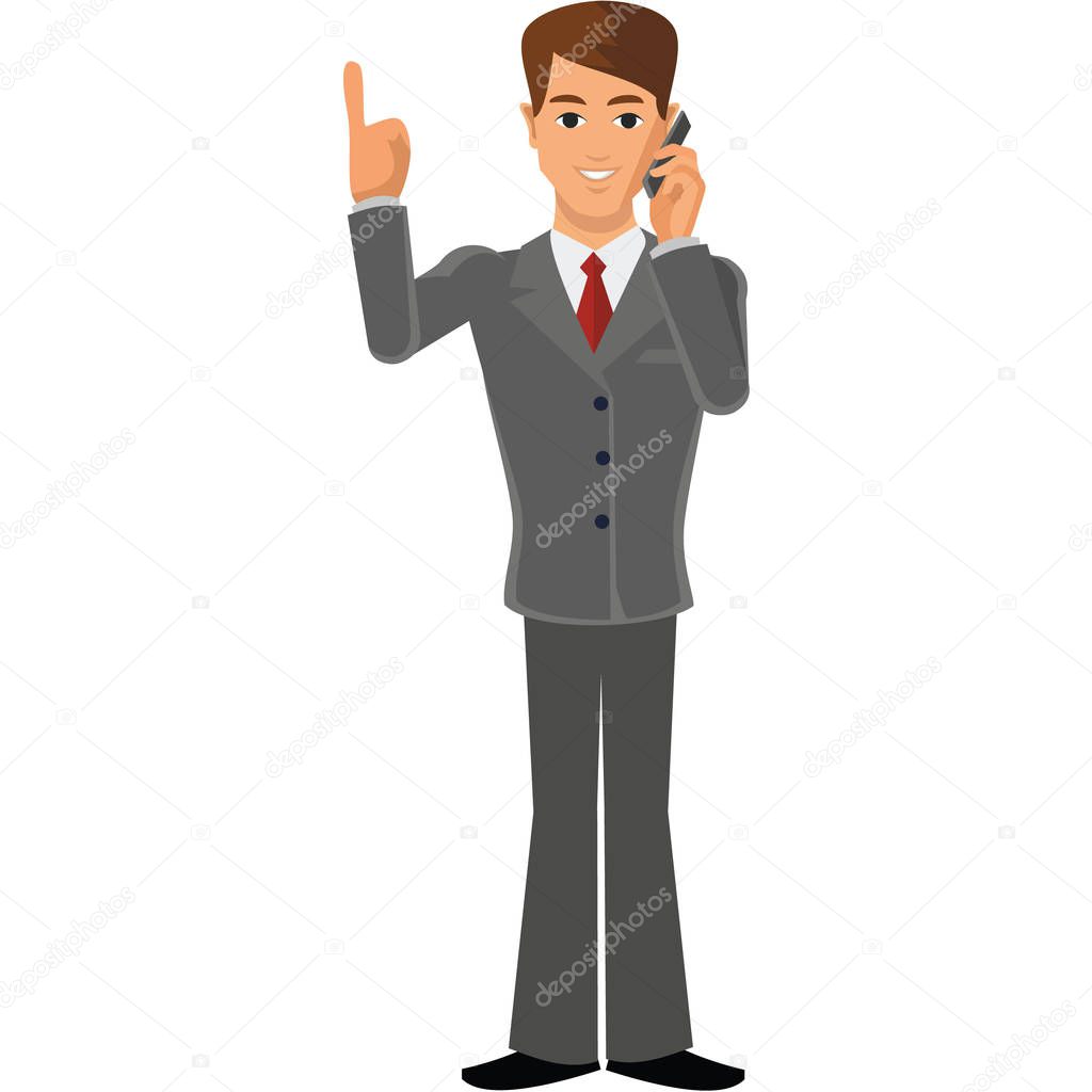 flat bussinesmen  in business suit with smartphone