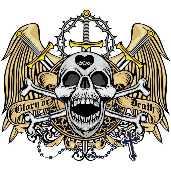 Grunge Totenkopf Wappen — Stockvektor