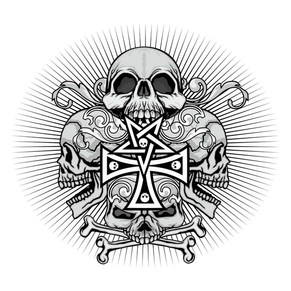 Grunge schedel wapenschild — Stockfoto