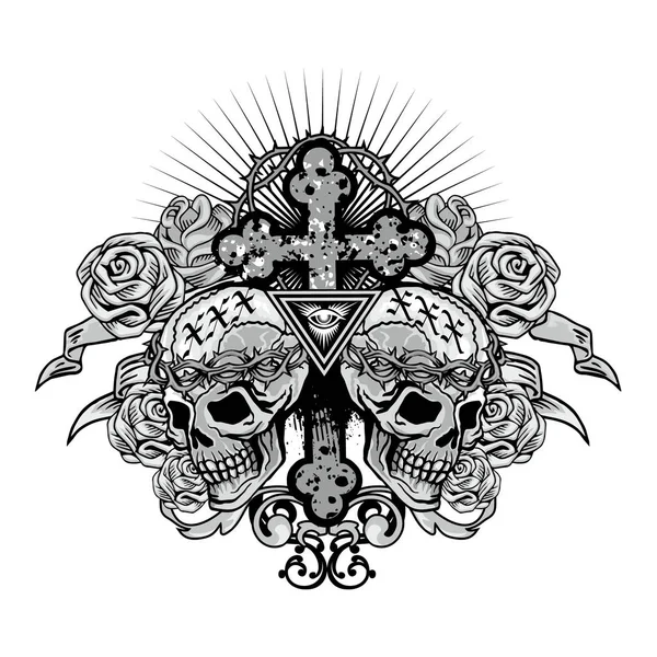 Escudo de armas del cráneo grunge —  Fotos de Stock