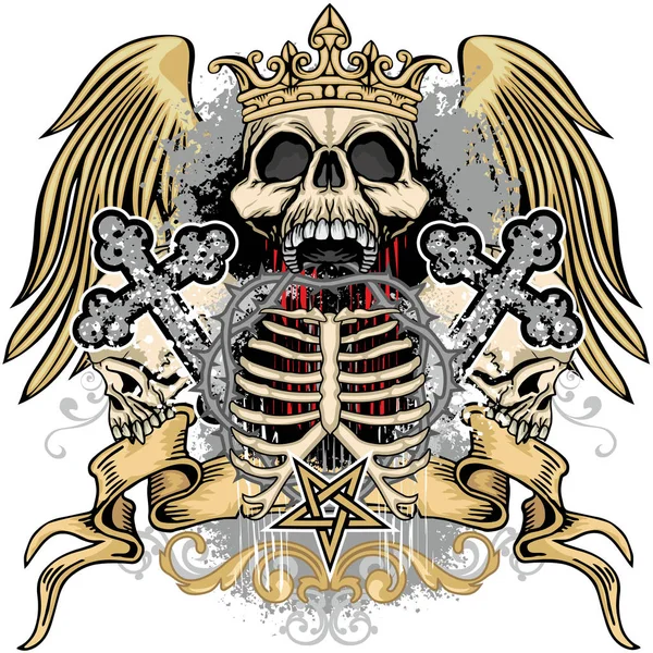 Grunge Totenkopf Wappen — Stockfoto