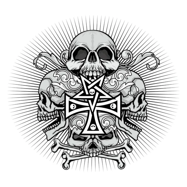 Grunge Totenkopf Wappen — Stockvektor