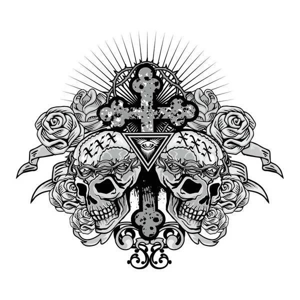 Grunge Totenkopf Wappen — Stockvektor