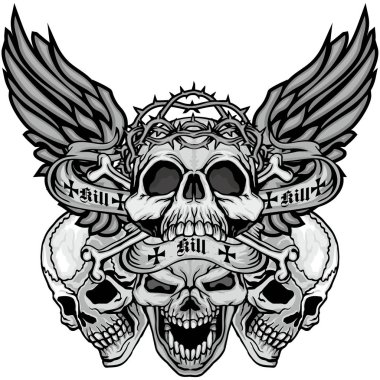 Grunge kafatası arması