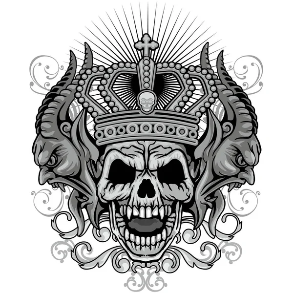 Escudo de armas del cráneo grunge — Vector de stock