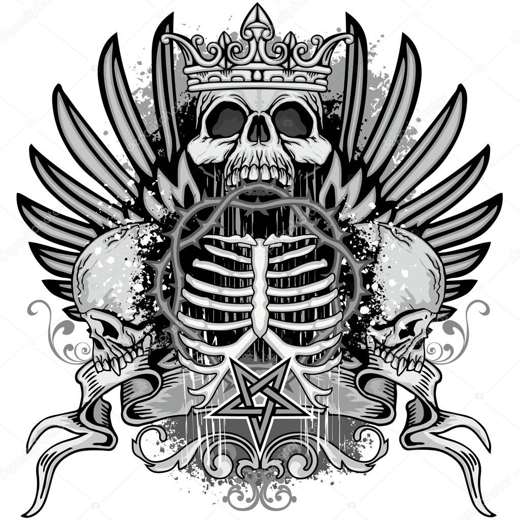 grunge skull coat of arms