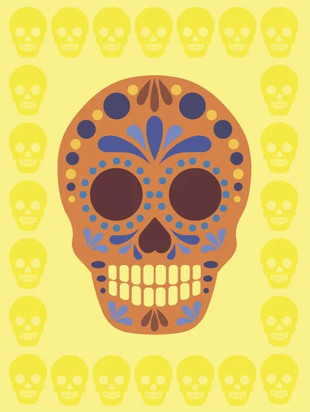 Vintage Meksika şeker kafatası — Stok Vektör