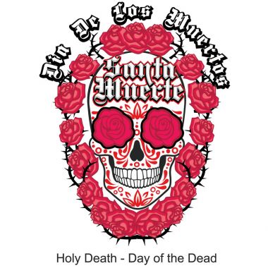 Kutsal ölüm, gün ölü, Meksika şeker kafatası, vintage tasarım t shirt