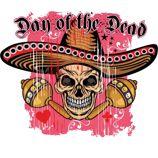 Holy Death, Day of the Dead, mexican sugar skull, vintage design t shirts - Stok Vektor