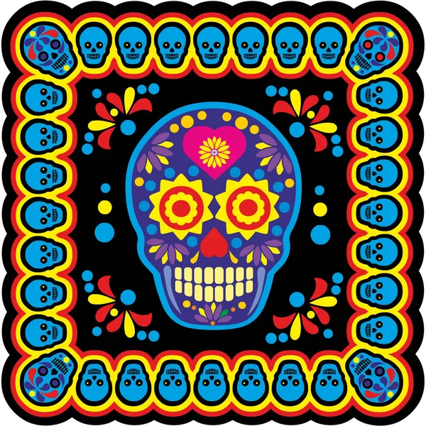 Holy Death, Day of the Dead, azúcar mexicana, camisetas de diseño vintage — Archivo Imágenes Vectoriales