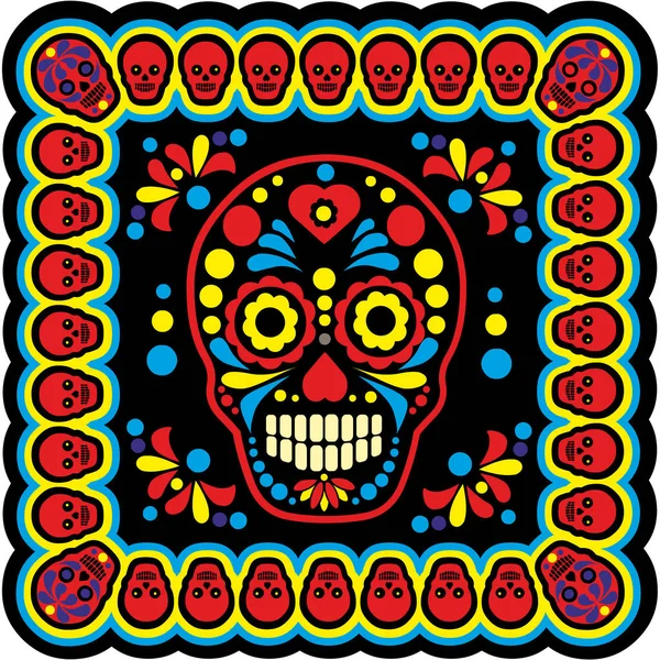 Holy Death, Day of the Dead, azúcar mexicana, camisetas de diseño vintage — Archivo Imágenes Vectoriales