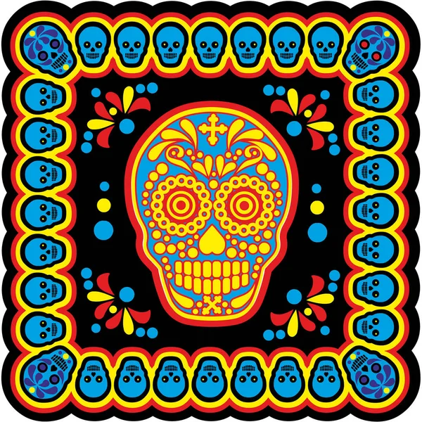 Morte Sagrada, Dia dos Mortos, açúcar mexicano, camisetas de design vintage — Vetor de Stock