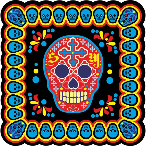 Morte Sagrada, Dia dos Mortos, açúcar mexicano, camisetas de design vintage — Vetor de Stock