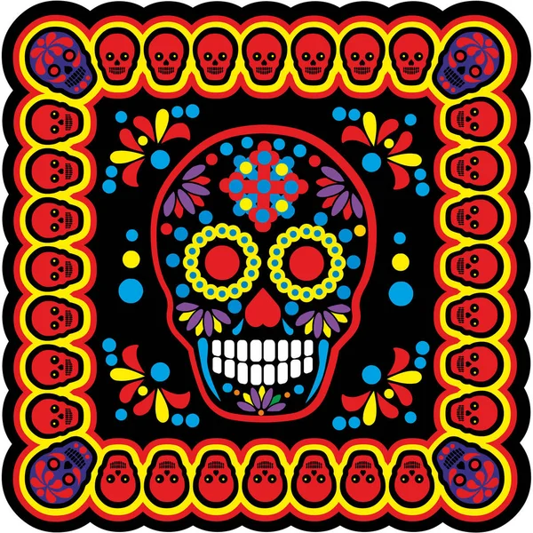 Holy Death, Day of the Dead, azúcar mexicana, camisetas de diseño vintage — Archivo Imágenes Vectoriales