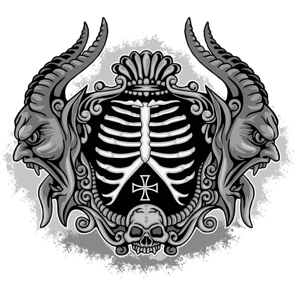 Grunge Totenkopf Wappen — Stockvektor