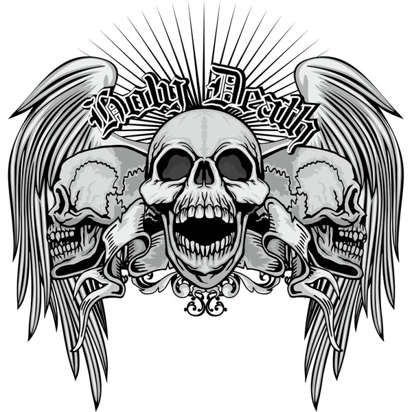 Grunge kafatası arması — Stok Vektör