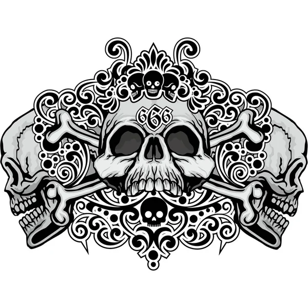 Grunge kafatası arması — Stok Vektör