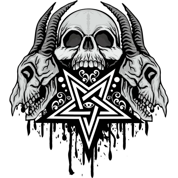Grunge schedel wapenschild — Stockvector