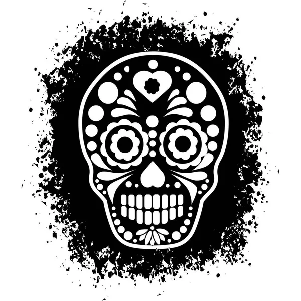 Holy Death, Day of the Dead, azúcar mexicana, camisetas de diseño vintage grunge — Archivo Imágenes Vectoriales