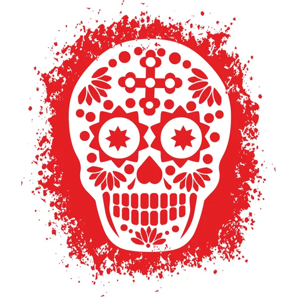 Святая смерть, День мертвых, мексиканский сахар, гранж винтажный дизайн футболки — стоковый вектор