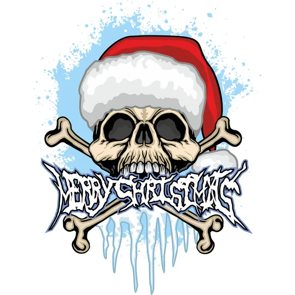 Camisetas Diseño Navidad Skull Grunge Vintage — Vector de stock