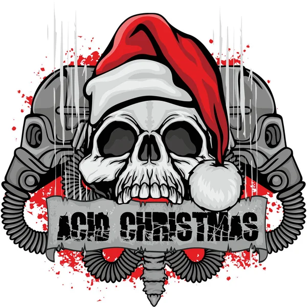 Christmas Skull Grunge Vintage Design Shirts Stock Illustration