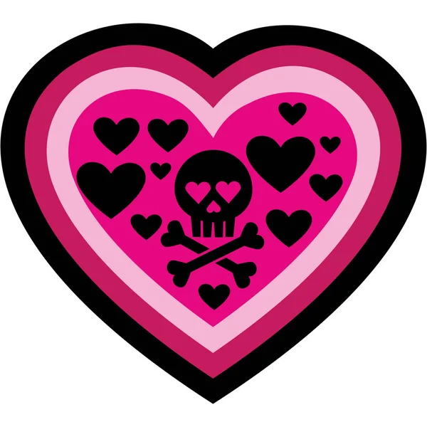 Valentines Skull Heart Grunge Vintage Design Shirts — Stock Vector