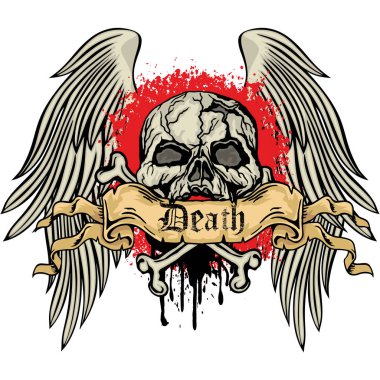 Kafatası, grunge vintage tasarım t shirt ile Gotik arması