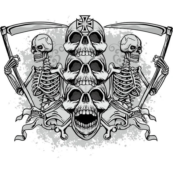 Gothic Coat Arms Skull Grunge Vintage Design Shirts — Stock Vector