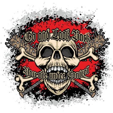 Kafatası, grunge vintage tasarım t shirt ile Gotik arması