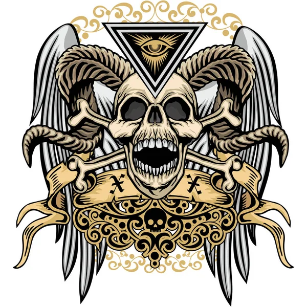 Kafatası, grunge vintage tasarım t shirt ile Gotik arması