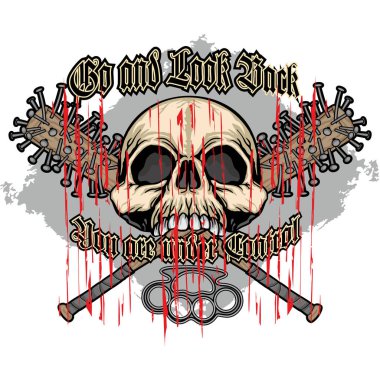 Kafatası, grunge vintage tasarım t shirt ile Gotik arması