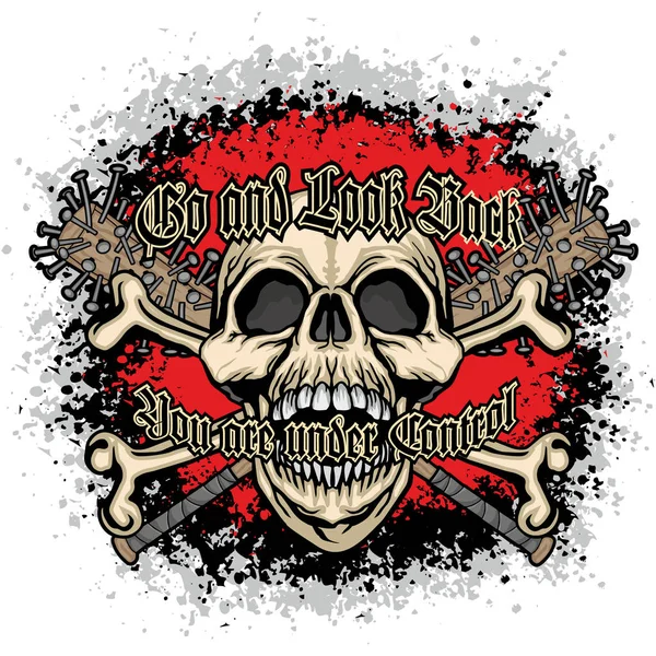 Escudo Armas Gótico Con Cráneo Camisetas Diseño Vintage Grunge — Vector de stock