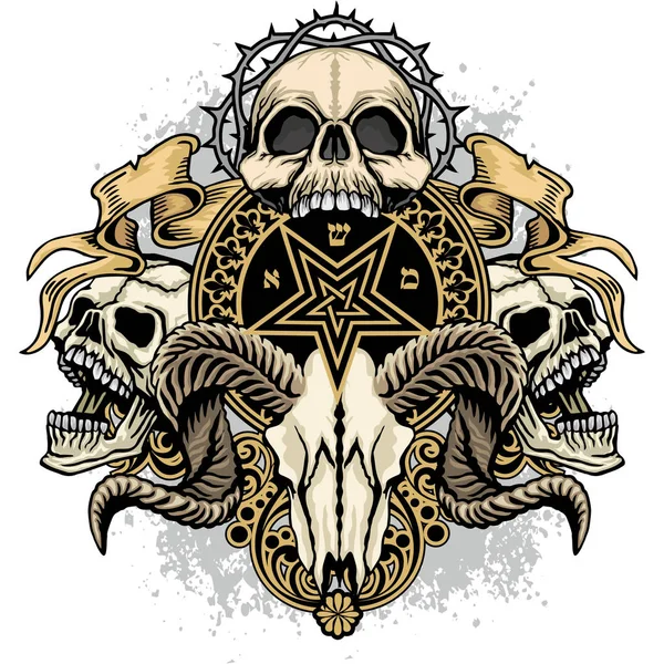 Gothic Wappen Mit Totenkopf Grunge Vintage Design Shirts — Stockvektor