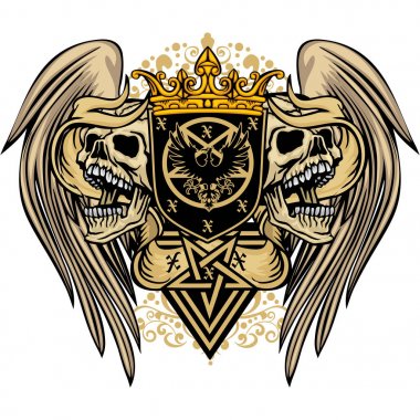  Kafatası, grunge vintage tasarım t shirt ile Gotik arması