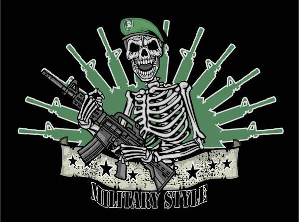Kafatası Grunge Vintage Tasarım Shirt Ile Gotik Arması — Stok Vektör