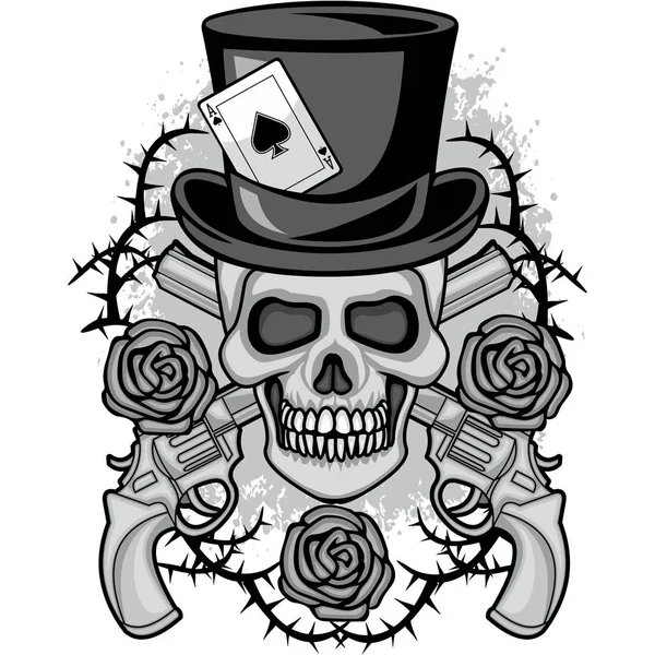 哥特式徽章与头骨 Grunge 复古设计 — 图库矢量图片