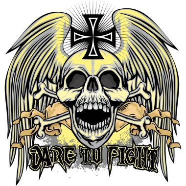 Kafatası, grunge vintage tasarım t shirt ile Gotik arması