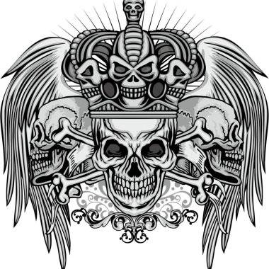 Kafatası, grunge vintage tasarım t shirt ile Gotik arması