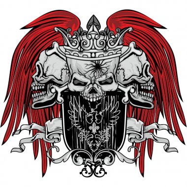 Kafatası, grunge vintage tasarım t shirt ile Gotik arması