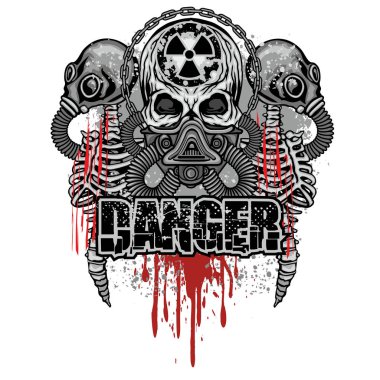 post-apocalypse emblem with skull, grunge vintage design t shirts clipart