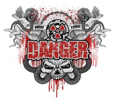 Kıyametten sonraki amblem kafatası, grunge vintage tasarım t-shirtler