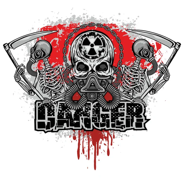 Post Apokalypse Emblem Mit Totenkopf Grunge Vintage Design Shirts — Stockvektor