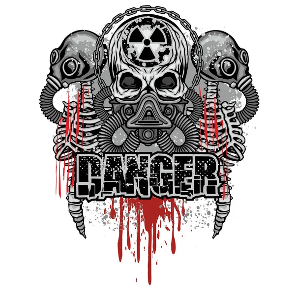 Post Apocalypse Emblem Skull Grunge Vintage Design Shirts Stock Illustration