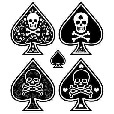 set, maça ası ve kafatası