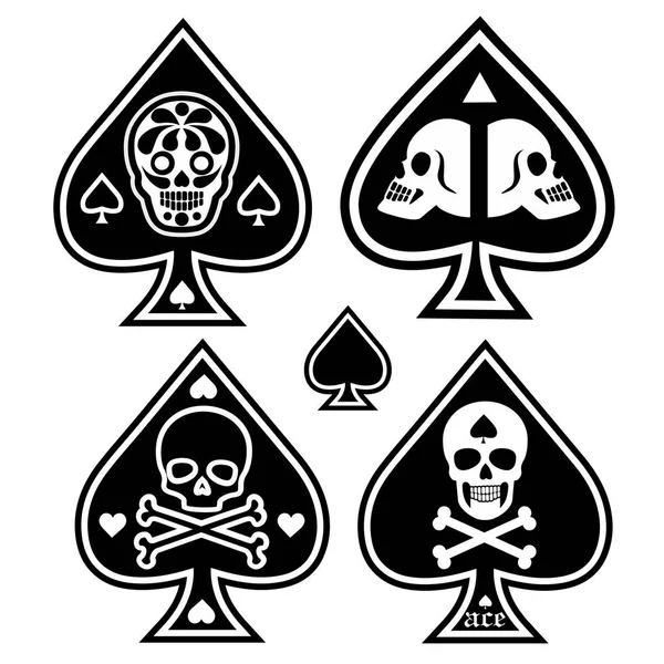 Set Ace Spades Skull — ストックベクタ