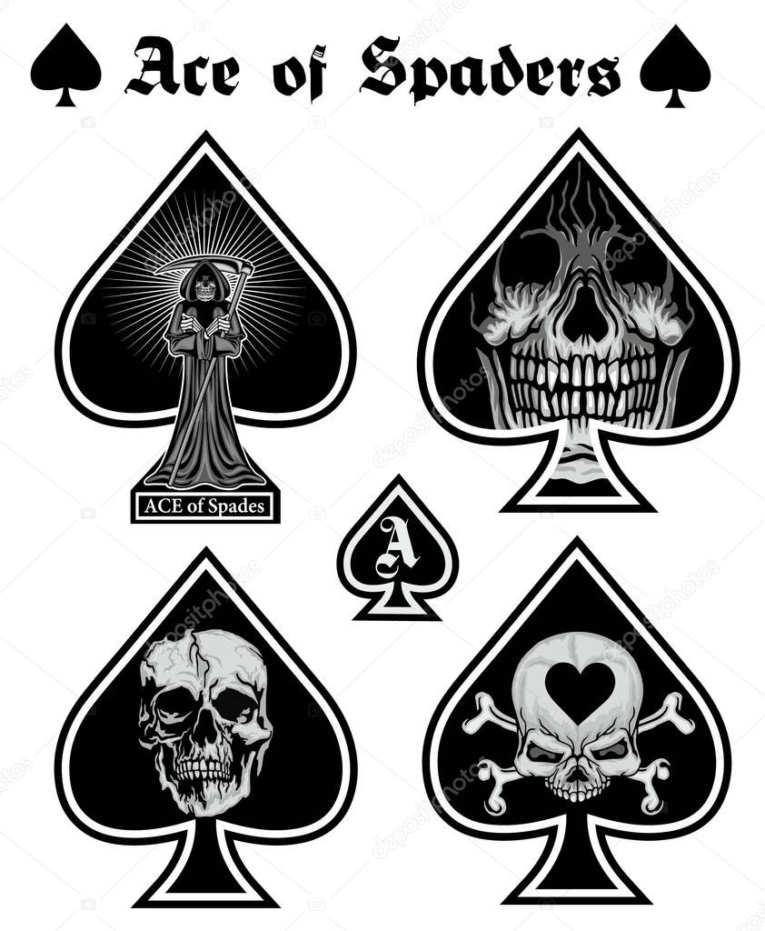 set, ace of spades with skull