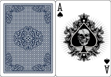 İskambil kağıdı, maça ası ve kafatası